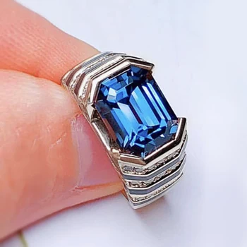 

Elegant Blue Zircon Wedding Rings for Women Simple Design Engagement party Jewelry men ring size 6-10 Gifts for friends Bague