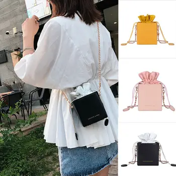 

Mini Box bag Summer Fashion New High Quality PU Women's Designer Handbag Drawstring Bucket bag Chain Shoulder Messenger bag