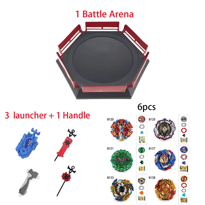 Все модели Beyblades Burst игрушки со стартером и ареной Bayblades Металл Fusion Бог волчок Bey Blade лезвия игрушки - Цвет: 6pcs arena launcher