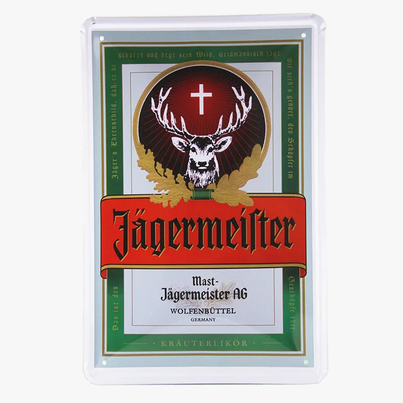 DL-Jagermeister олень вина Оловянная вывеска искусство настенный декор Дом Кафе бар винтажные металлические вывески смешанный заказ