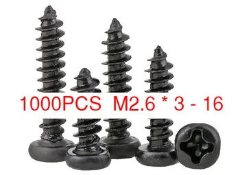 

1000 Pcs Self Tapping Screws M2.6*3/4/5/6/8/10/12/14/16Phillips Head Micro Screws Round Head Self-tapping Electronic Screws