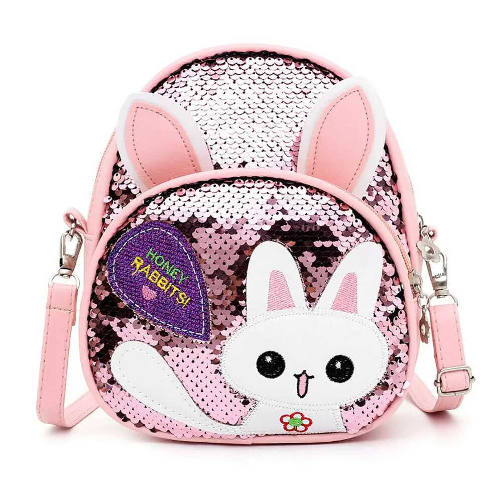 Детские аксессуары, шикарный Милый Детский рюкзак, 3D мультяшная сумка для детей, девочек, кошек, пайеток, школьная сумка - Цвет: Розовый