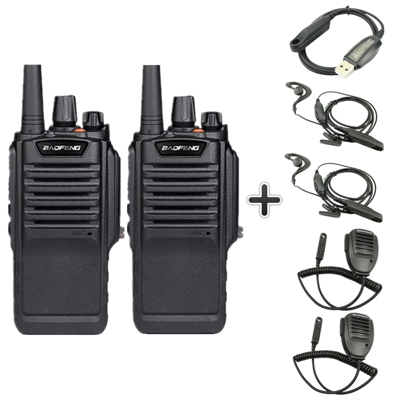 2 шт. Baofeng Водонепроницаемый BF-9700 IP67 иди и болтай Walkie Talkie “иди и 7 Вт 2800 мАч UHF радио Амадор BF 9700 Walkie-Talkie BF9700 Woki токи удобный Talky - Цвет: 2headset1cable2MIC