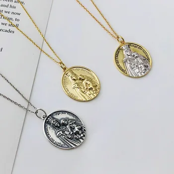 

Oval Pendant Virgin Mary 925 Silver Necklace Jewelry Minimalism Chocker Kolye Vintage Collier Bijoux Femme Women Fashion