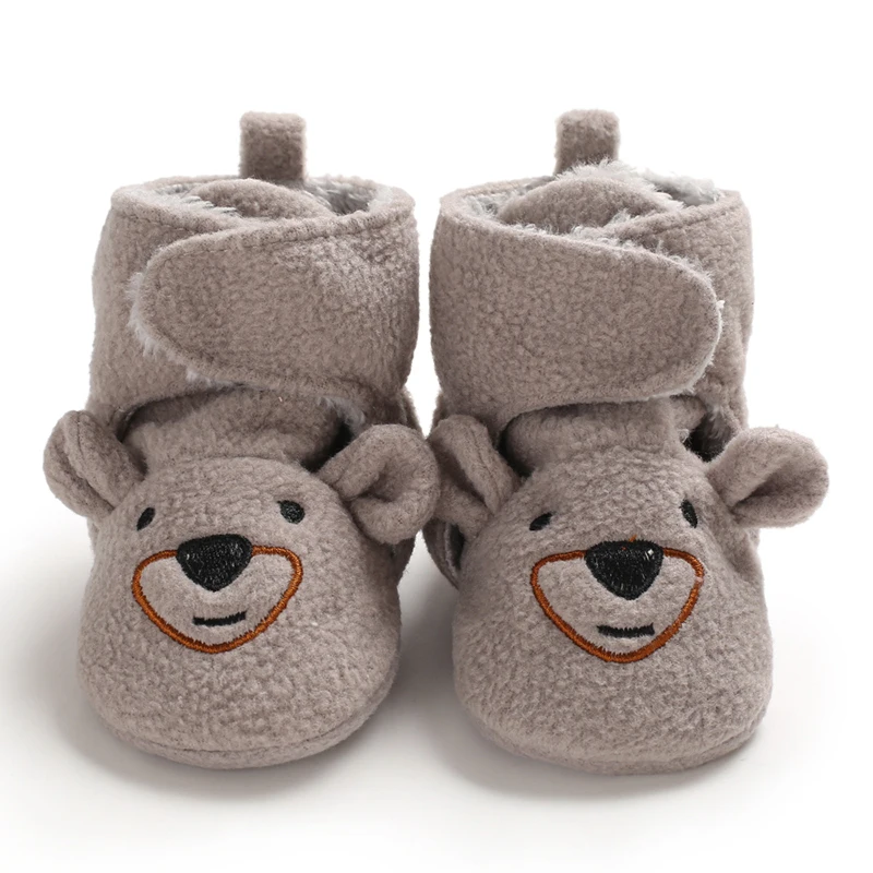 Детские зимние сапоги для младенцев, малышей, новорожденных, с милым рисунком медведя, обувь для мальчиков и девочек, теплые ботинки