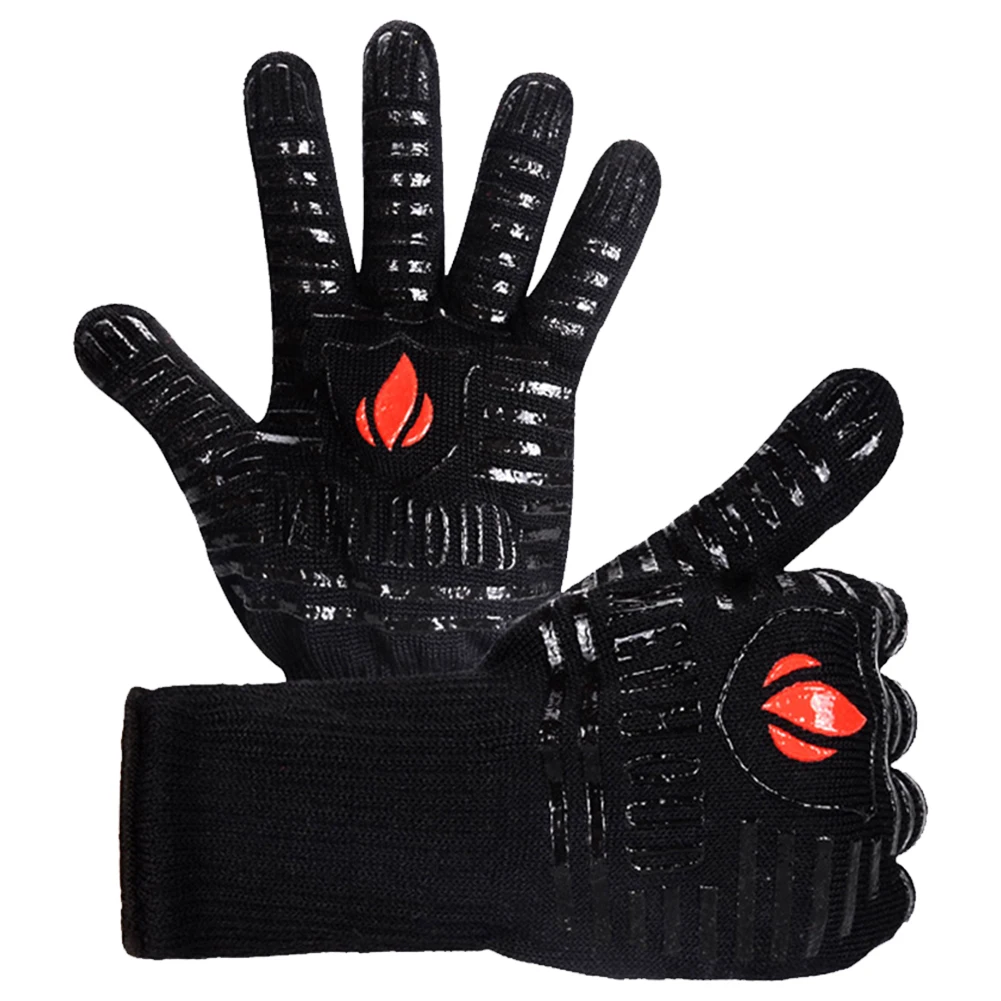 2 Cotton Lining Kitchen Baking Grilling Glove Heat Resistant BBQ Cooking Anti Scald Thermal Insulation Flexible Microwave Non Slip - Цвет: 2