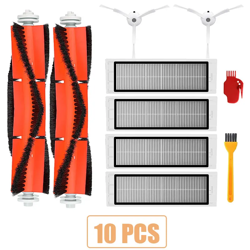 10pcs Аксессуары наборы для xiaomi Roborock S50 S51 E25 S5 E20 C10 Roborock Робот Запчасти фильтр боковая круглая щетка - Цвет: 10pcs