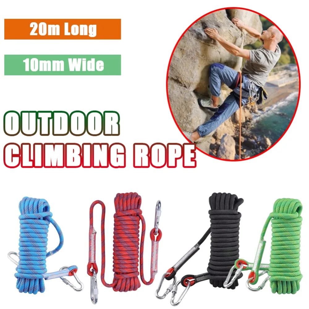 Corda de Escalada ao ar Vertentes com Mosquetão e Fivela de Costura Corda de Descida Livre Aérea Seguro Anti-queda Escalada Rop 20m 48 10mm 1 High Quality Esporte e Lazer