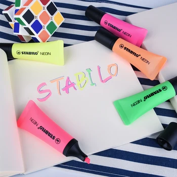 

Germany STABILO 72 NEON Highlighter 5 Colors Oblique Pen Point Eye-catching Marker Toothpaste Shape Creative Mark The Focus