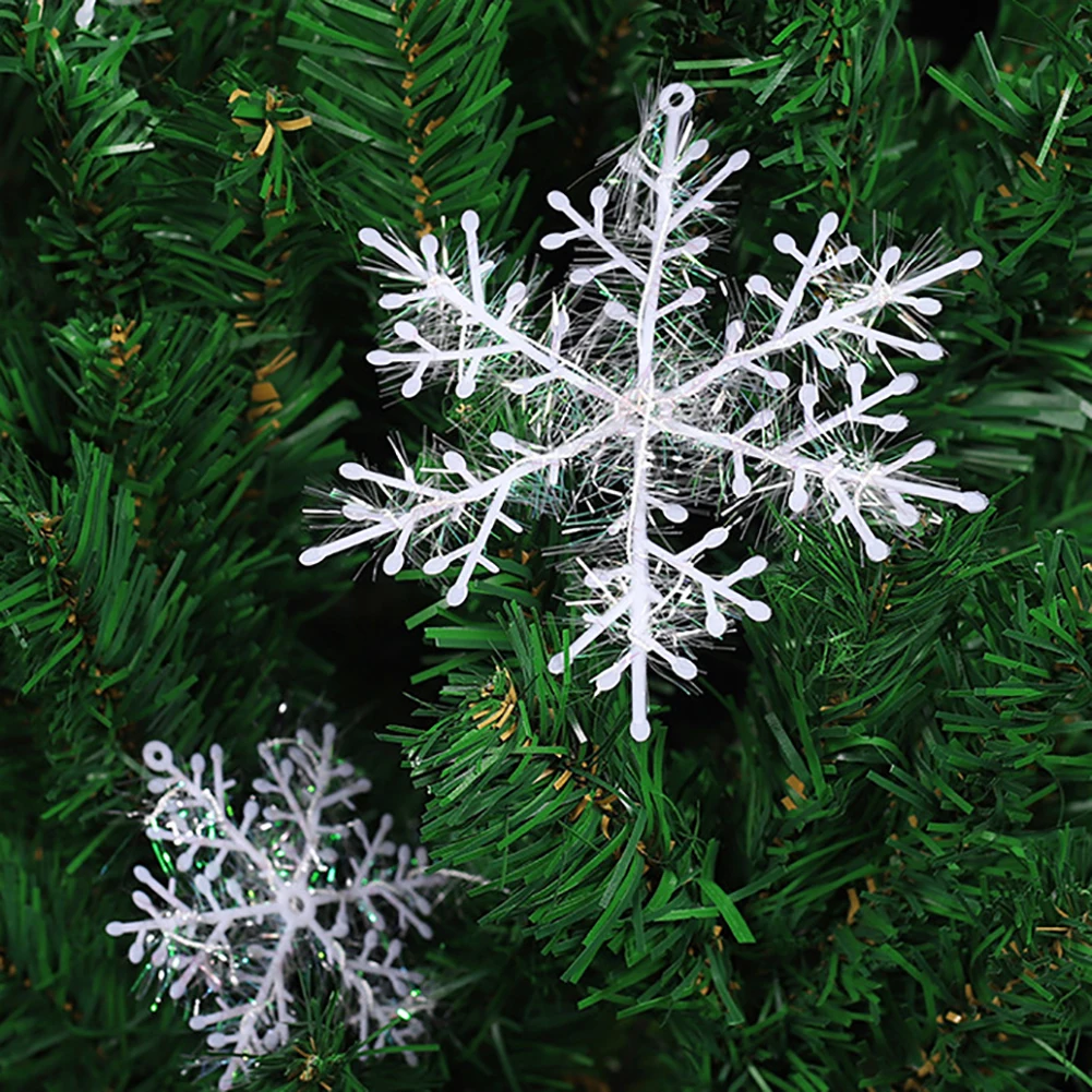 Beautiful 30Pcs Snowflake Christmas Ornament Xmas Tree Pendant Holiday Party Window Decor Party Wedding Home office Decoration