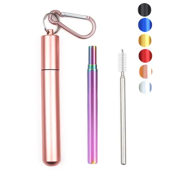 

20pcs Reusable Stainless Steel Straws Three-Section Adjustable Telescopic Straight Straw Set with Clean Brush for Water Coffee