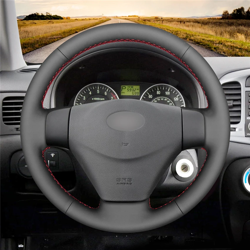 MEWANT черный искусственный кожаный чехол рулевого колеса автомобиля для hyundai Getz(подтяжка лица) 2005-2011 Accent 2006-2011 Kia Rio Rio5