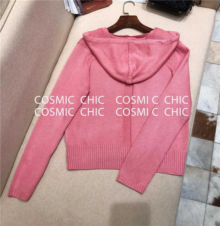 Cosmicchic, женский зимний вязаный костюм, модный, v-образный вырез, Повседневный, с капюшоном, шерсть, спортивный костюм, однотонный, толстовка с длинным рукавом, женский брючный костюм