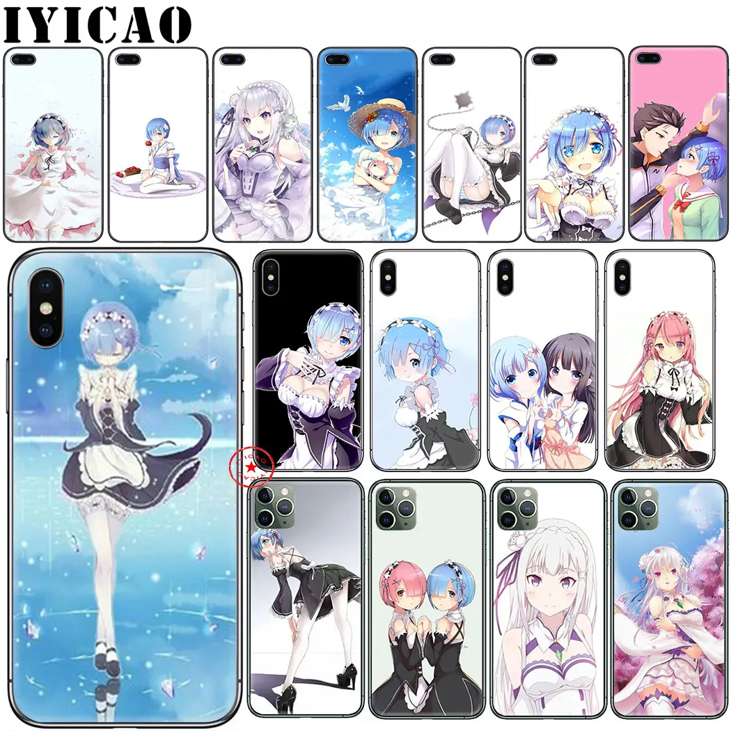 IYICAO anime Life in a different world from scratch Soft Case for iphone 11 Pro Xr Xs Max 6 6s 7 8 Plus 5 5s Se Silicone |