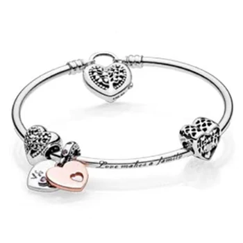 

NEW 100% 925 Sterling Silver 1:1 Authentic Charm Of Life Tree And Affection Bracelet Suit DIY Gift Women Original Jewelry Pan