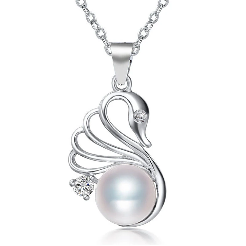 

DMCPFP002 8-9MM Pearl Pendant Swan Real 925 Sterling Silver Pearl Pendant Necklace For Women