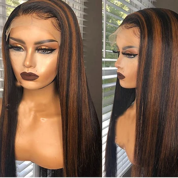 

13x6 Deep Part Lace Front Human Hair Wigs Pre Plucked Hairline Brazilian Remy Ombre Color Silky Straight Lace Wig With Baby Hair