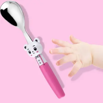 

Cute Cartoon Spoon Fork Baby Tableware Kids Children Training Eating Spoons Forks Set Gift 304 Stainless Steel