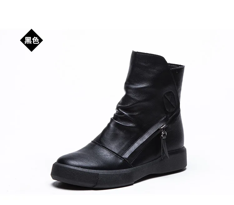 high quality genuine leather boots women lace up autumn winter ankle boots for women platform high heels boots 567y