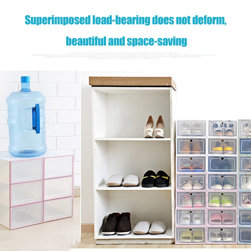 Transparent Plastic Shoe Box Flip Design Shoe Storage Artifact Home Storage Tool EIG88