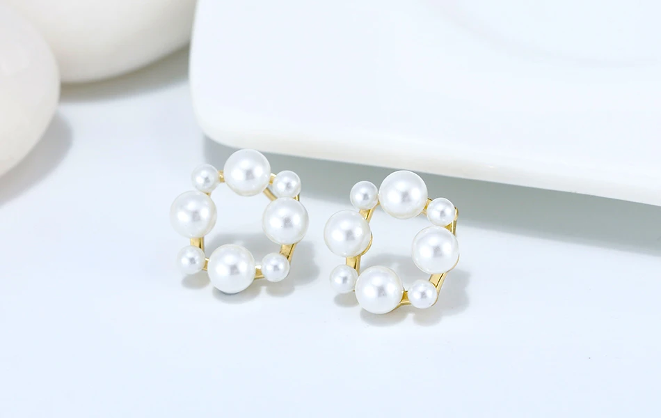 ORSA JEWELS S925 серьги-гвоздики в виде цветка с искусственным жемчугом новые серьги из стерлингового серебра с жемчугом женские изысканные ювелирные изделия SE212
