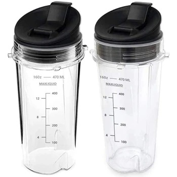 

2 Pack 16 Oz Blender Cup Set for Ninja Replacement, Compatible for Nutri Ninja BL770 BL780 BL660 Professional Blender