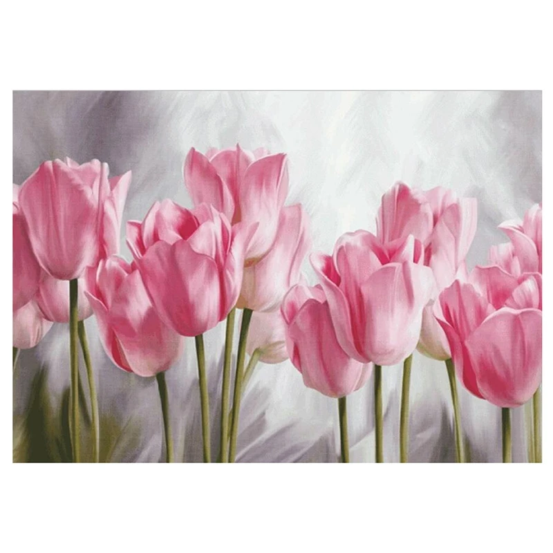 Cuadro de tulipanes rosas con diamantes, Serie de flores bordadas,  decoración para la sala de estar, un buen regalo|Pintura de punto de cruz  de diamantes| - AliExpress