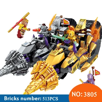 

Journey West Enlighten 3805 513pcs Motorcycle Chase Street Race Of Snake Building Blocks Toys For Children