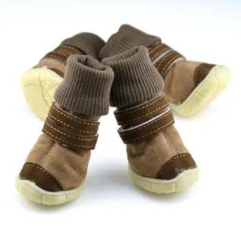 

2017 Pets Winter Belt Puppy Anti-slip Dog Cashmere Shoes Soft Solid Warm Boots Booties Waterproof XS-XL Leather dropshipping 88
