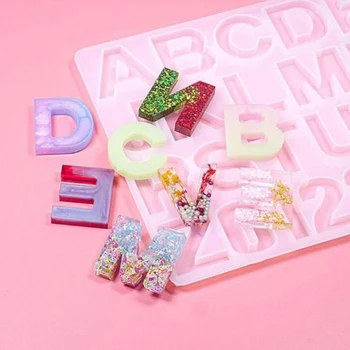 

Crystal Epoxy Resin Mold Alphabet Letter Number Pendants Casting Silicone Mould 634D