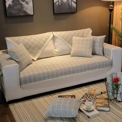 Sofa Covers for Living Room Gray Color Plush Sofa Cushion Couch Cover Modern Minimalist Corner Sofa Towel Seat Pad