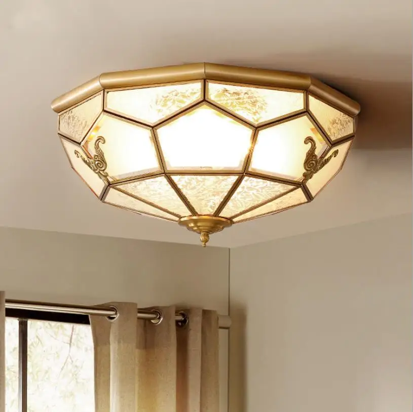European Cone Copper LED Ceiling Lights vintage Indoor Light For Living Room