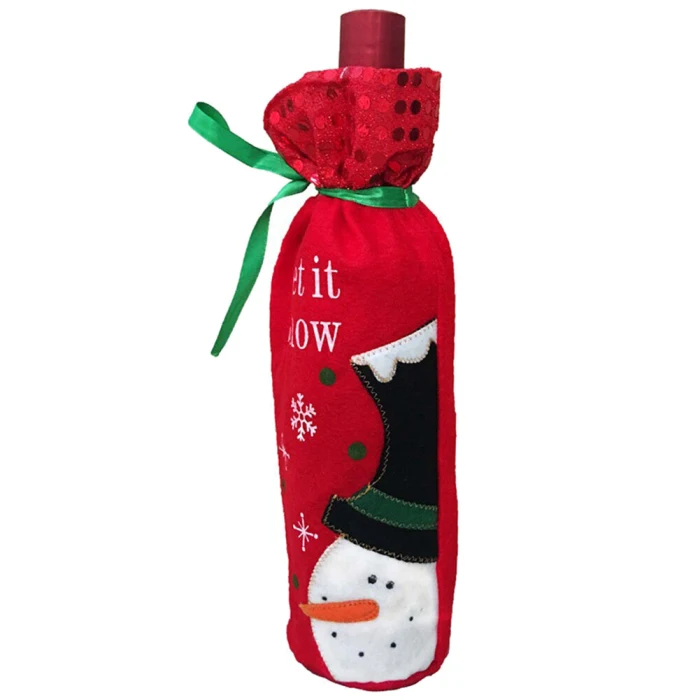 Крышка для бутылки с красным вином сумка с блестками снеговик/Санта Клаус Рождественский Декор стола MF999