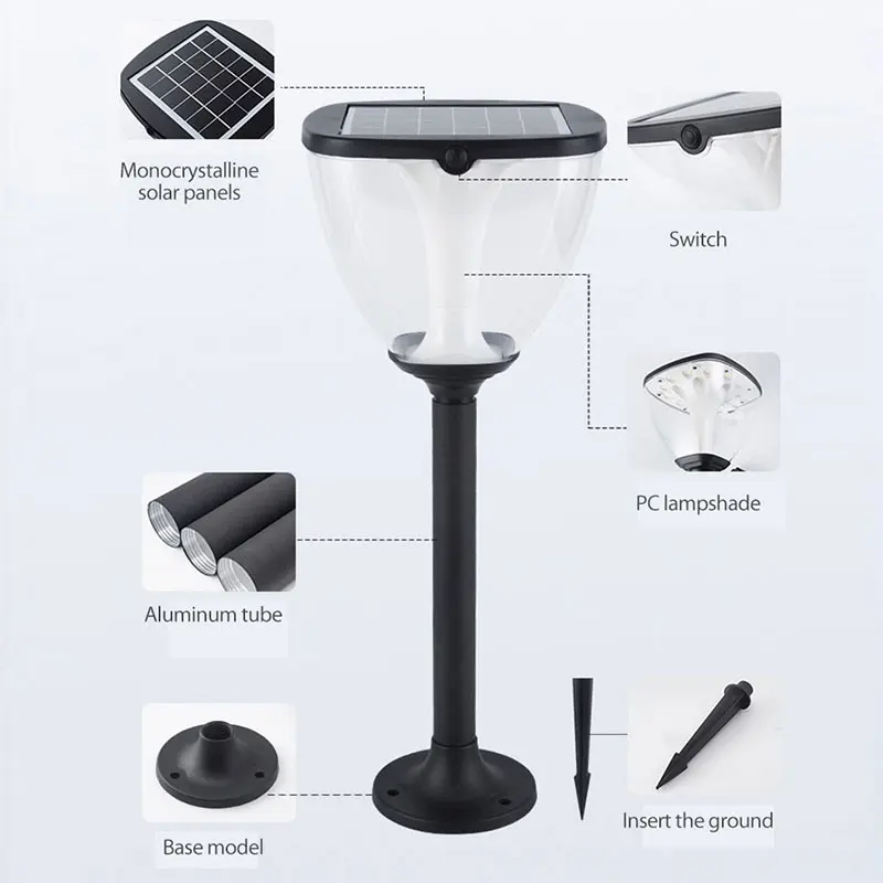 Conduziu a Lâmpada do Gramado ao ar Ip65 à Prova Luz de Parede Dwaterproof Água Livre Solar Jardim Decoração Iluminação Novo Estilo Inteligente Caminho Lanterna Luz 4 Ip65 à prova dwaterproof água conduziu a