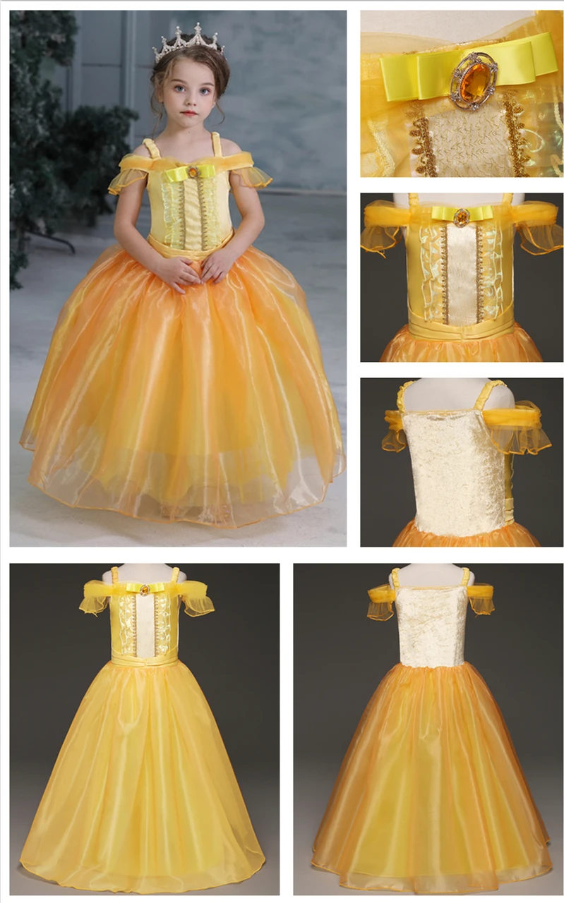 frock designs Cinderella Cosplay Costume Kids Clothes For Girls Dress Baby Girl Ball Gown Princess Dresses For Birthday Party Crown Gloves backless dress