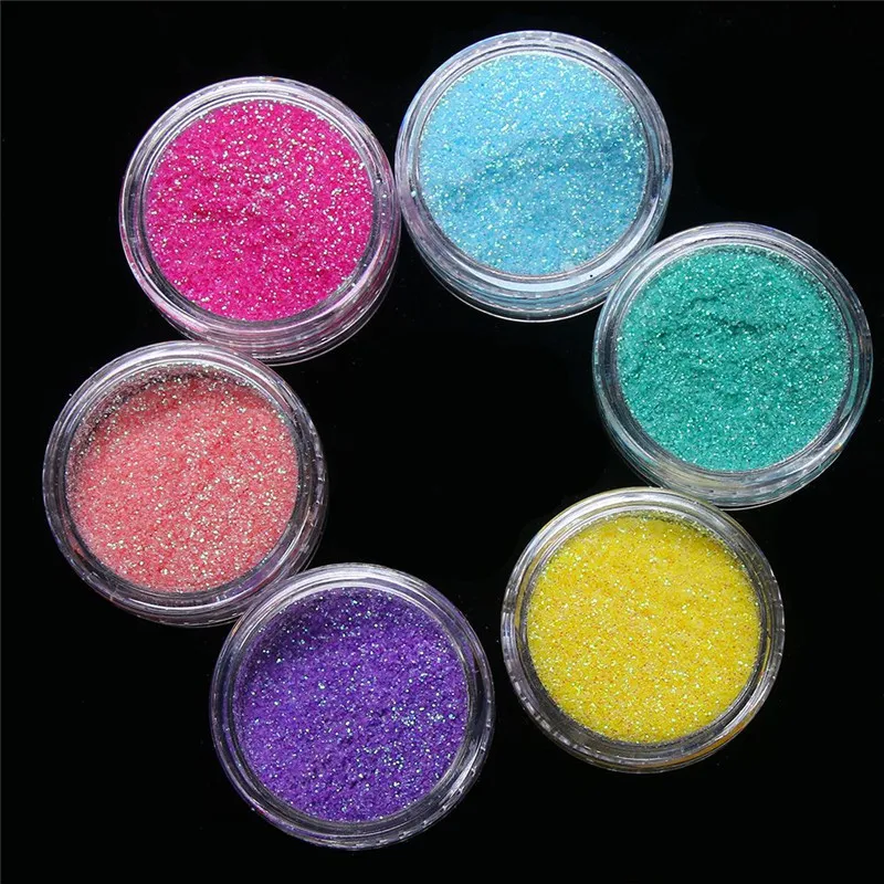 6 Box/Set Gradient Shiny Nail Glitter Powder Holographic Sparkly Manicure Nail Art Chrome Pigment Diy Nail Art Decoration Kit