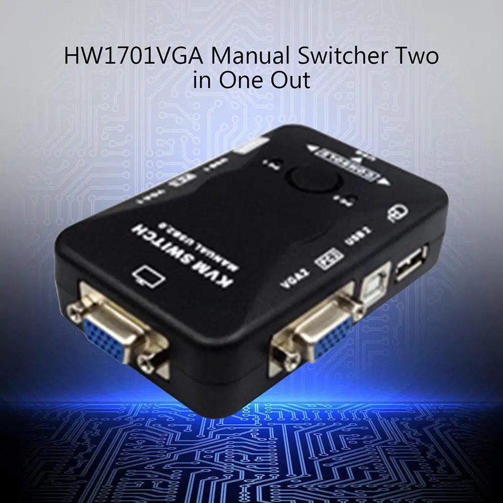 VGA коммутатор 2 в 1 выход vga kvm два хоста поделиться монитором usb клавиатура мышь компьютер