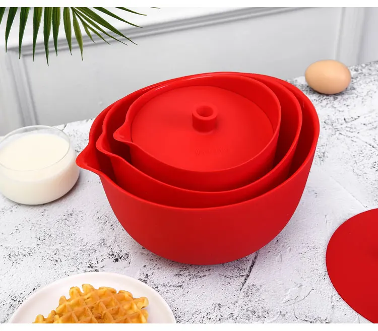 Силиконовые Basics FlexibleSilicone миски для смешивания, набор из 3, 1 QT, 1,5 QT, 2 QT, красный
