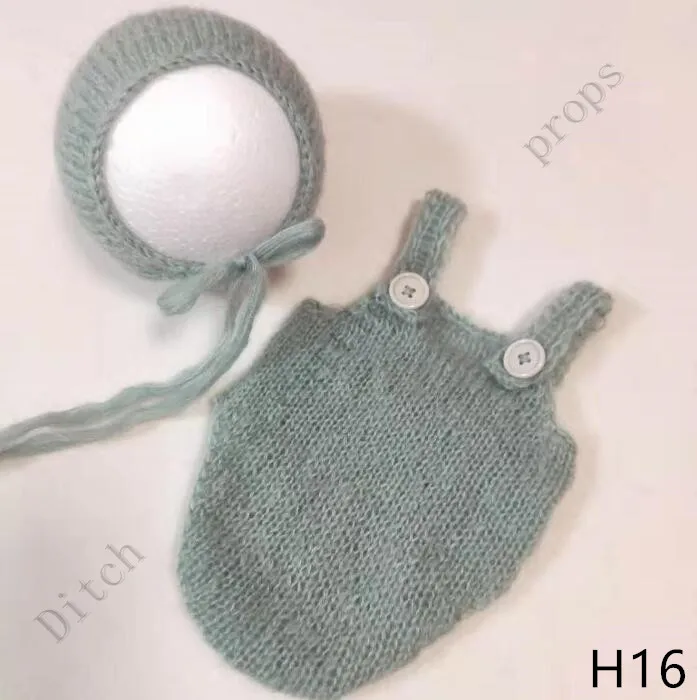 Ручной работы ребенка ручной вязки мохеровый капор& брюки, ребенок фотографии реквизит. Опора - Цвет: H16