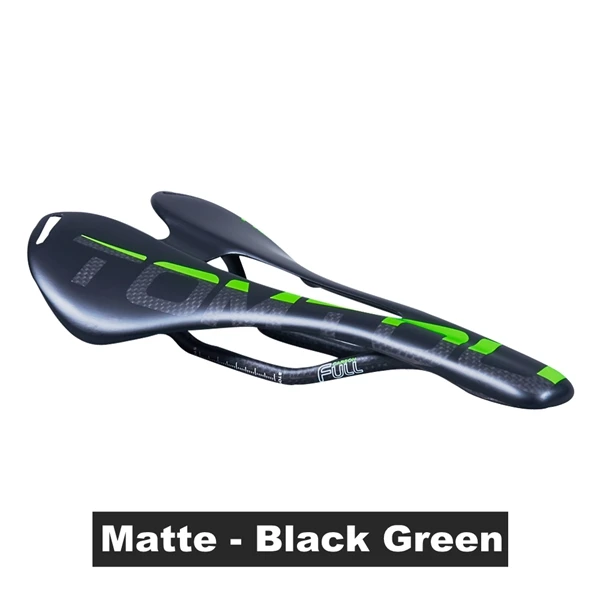 Matte black Green TOMTOU полный 3K Углеродное дорожное/горное велосипедное седло Велоспорт переднее сиденье мат 115 г части велосипеда 270*143 мм черный блеск/матовый - Цвет: Matte black Green