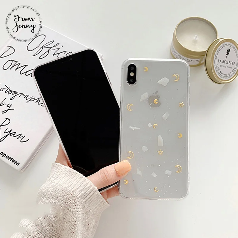 From Jenny Луна Любовь к iPhone 11 pro x xr xs max 6 6s 7 8 Plus прозрачный блесток чехол для телефона из ТПУ с защитой мягкий чехол