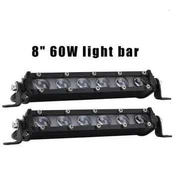 

8" Car LED Work Light Bar 60W Car Spot Beams Headlight Offroad 4WD SUV Driving Fog Lamp Boat Tractor Truck Auto 4x4 Car Light
