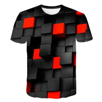 

2019 Fashion Summer New boys Tshirt 3D Printed T-shirt boys girls Leisure Shirt Cool Chequered Diamond 3D Cool T shirt kids Size
