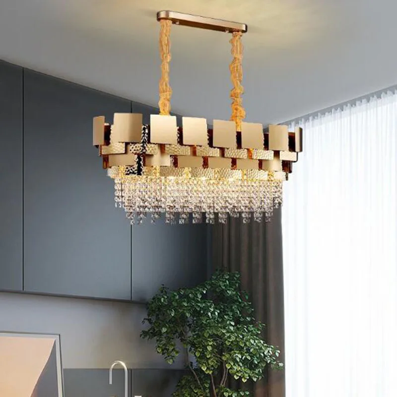 Manggic Luxury design oval AC110V 220v gold crystal chandelier modern lighting dining room living room crystal light fixtures