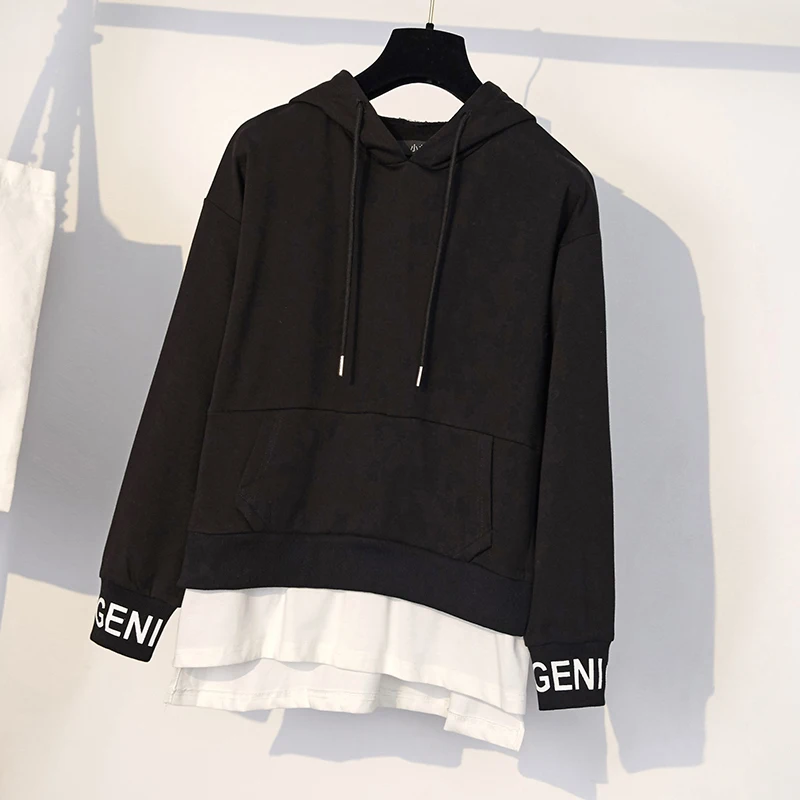Large size women's hooded sweatshirt+ elastic waist casual pants autumn new loose sports suit sweatshirt two-piece suit
