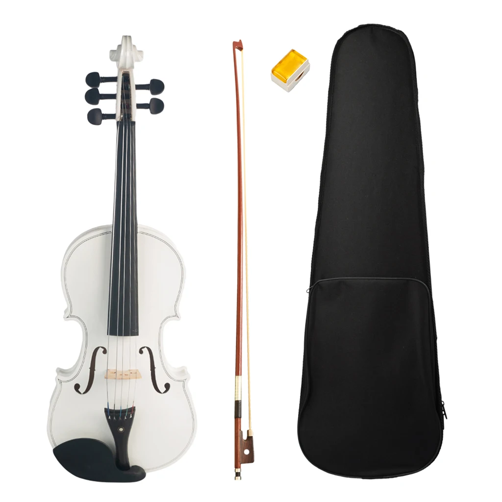 

Solid Wood 5-string Violin Fiddle with Carry Case Bag, Bow, Rosin Set Bowed String Instrument, White
