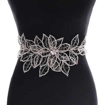 

TRiXY SH256-S Silver Diamond Wedding Dress Belt Waist Belt with Rhinestones Luxury Sparkly Belts for Women Dress Satin Sash Belt