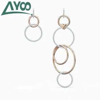 

AYoo high quality SWA new fashion popular geometric irregular super atmospheric round key ladies earrings best gift