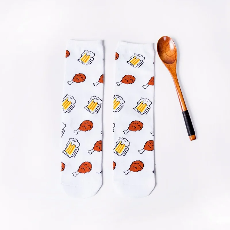 Харадзюку носки с героями мультфильмов яиц/пиццы/суши японские желтые носки в стиле хип-хоп забавные Креативные мужские носки унисекс - Цвет: 10