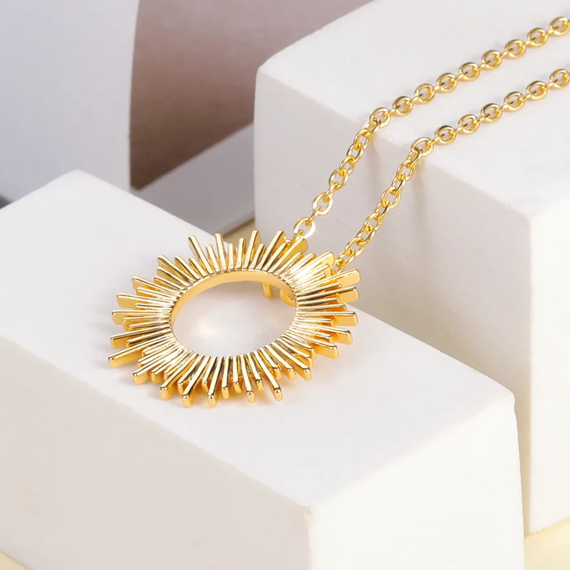 Colliers minimalistes en forme de fleur de soleil pour femmes, bijoux Boho en acier inoxydable, couleur or, pendentif, cadeau pour meilleure amie